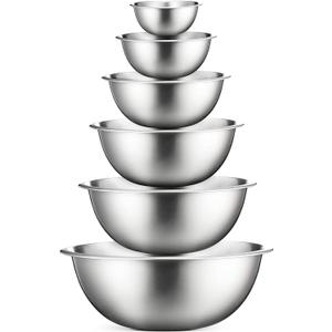 FineDine Stainless Steel Mixing Bowls Set, Dishwasher Safe, 6 Piece Metal Mixing Bowls For Kitchen, Nesting, Large, Small, Big Food Prep, Cooking, Baking