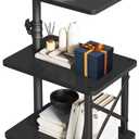 IBUYKE 360 Swivel Height Adjustable Side Table, C Shaped End Table for Small Spaces Sofa/Bed, with Storage Shelf, 3-Tier Night Stand for Living Room, Bedroom, Black UTVT006B