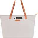 Prite Laptop Tote Bag for Women Shoulder Bag with 16 Computer Compartment for Work Travel (Beige)