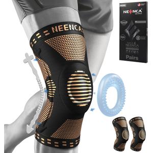 NEENCA 2 Pack Knee Braces for Knee Pain, Compression Knee Sleeves with Patella Gel Pad & Side Stabilizers, Knee Support for Men Women, Meniscus Tear, Arthritis, Joint Pain, ACL,PCL,MCL,Runner, Workout