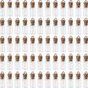 60 Pieces 1 ml Small Glass Bottles with Cork Lids, Mini Glass Wishing Bottles, Empty Spell Jars for Theme Party DIY Crafts Christmas Tree Decoration