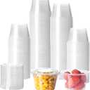HOMIP 100Pack 4oz Disposable Plastic Portion Cups with Lids, Small Mini Sauce Cups for Portion Control, Salad Dressing Cups, Airtight and Stackable Condiment Cups for Party, Holiday and Daily Use