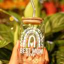 2 x HEXMOZ Valentines Day Gifts for Mom from Daughter, Son, Kids, Husband - Funny Mom Gifts - Moms Gift for New Moms, Wife, Mama from Husband - 16oz Glass Drinking Cup with Straw Gift Box