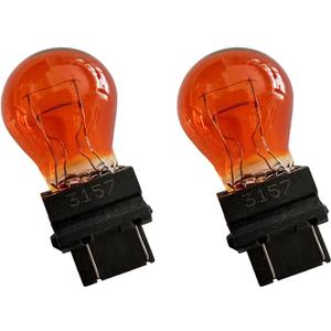 3157 Car Halogen Light Bulb, 12V P27-7W 3000K Automotive Brake/Reverse/Tail/Turn Signal/Side Marker Light Replacement Bulbs, Universal Long-Life Miniature Bulb for Cars Trucks SUV (Amber-2PCS)