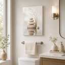 White Zen Stones framed canvas wall art Spa Bathroom Wall Decor 16x24inches