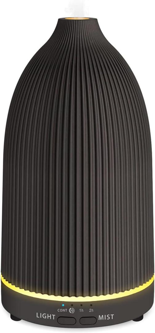 URPOWER 100ML Essential Oil Diffuser Ultrasonic Cool Mist Humidifier with 7 LED Lights, Timer & Auto-Off Quiet Aromatherapy Scent Diffuser for Home Bedroom Office Relaxation (Striped Black)