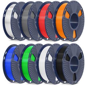 SUNLU 250g PLA Filament 1.75mm Bundle,3D Printer Filament Bundle Multicolor, Neatly Wound PLA Filament, Individually Vacuum Packed,250g Spool,8 Rolls, Black+ White+ Grey+ Transparent+ Red+ Blue+ Orange+ Green