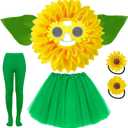 Sunflower Costume Adult Woman Yellow Flower Daisy Plant Costume Sunflower Headpiece Tutu Skirt Halloween Dance Party