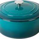 EDGING CASTING Dutch Ovens with Lid, Enameled Cast Iron Covered 5.5 Quart Dutch Oven with Dual Handle, Darkcyan