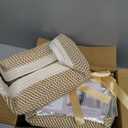 5 Pack Small Woven Storage Baskets for Shelves, Cotton Rope Baskets Organizer for Bathroom, Closet & Nursery, Decorative Storage Bins for Organizing Socks, Toys, 11.8"x7.9"x4.7", Khaki/White