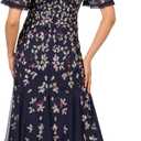 Adrianna Papell Beaded Mesh Midi Dress (14, Black)