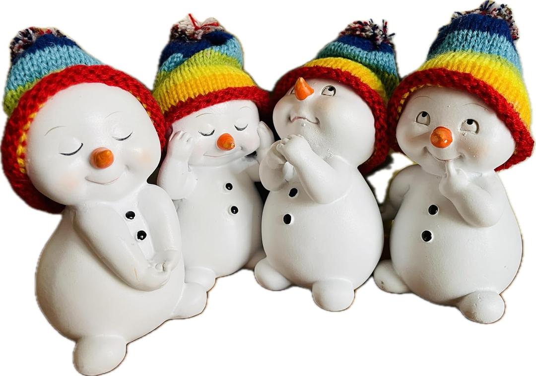 Christmas Decorations Indoor - Christmas Decoration Figures Snowman Set of 4 Rainbow 