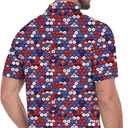 ZITY Mens Golf Shirt Short Sleeve Moisture Wicking Performance Daily Casual Print Patterns Collared Golf Polo Shirts for Men (Blue, L)