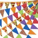 FuWeave 5 Pcs Turtle Party Banners Pizza Birthday Party Decorations Paper Banner Garland Pizza Pennant Flags Green Triangular Flag for Turtle Birthday Supplies