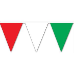 Beistle Red White and Green Pennant Banner, Plastic Decoration with Triangle Flags, Italian Christmas Fiesta Cinco de Mayo Party Supplies Indoor Outdoor Event Dcor, 17 x 30