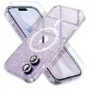 Choiche Magnetic for iPhone 17 Case Compatible with MagSafe, Women's Cute Glitter Sparkly Phone Case with Diamond Camera Lens Protectors, Military-Grade Drop Protection 6.3" (Clear)