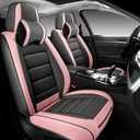 BABYBLU Leather Car Seat Covers Front Seats Only, with Headrest Pillow, Universal Automotive Seats Protector Fit for 2 Seats, for Most Vehicles SUV Pick-up Truck-Full Coverage, (Pink-2pcs)