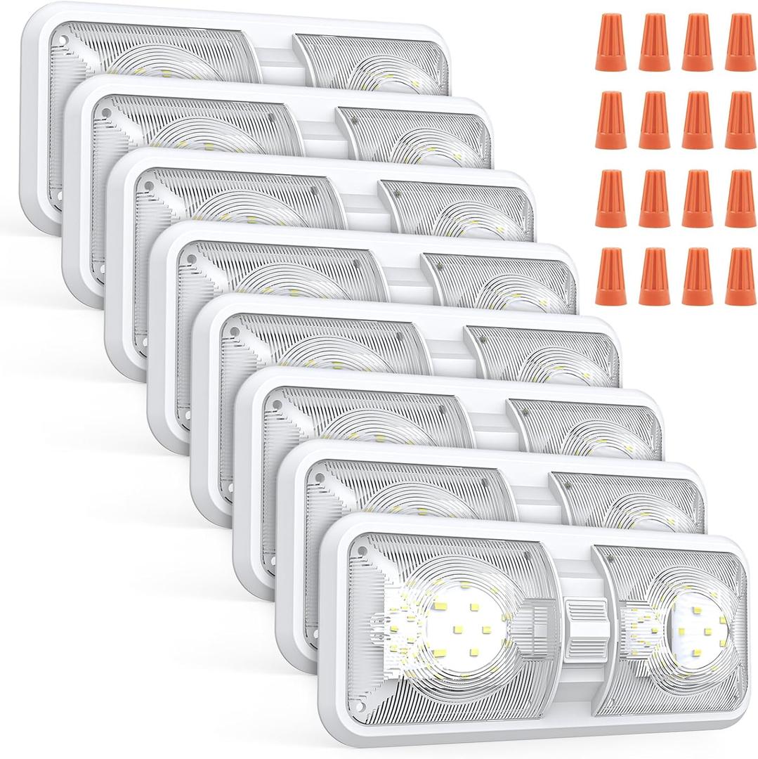 Aaleds RV Lights Interior, 12 Volt Led Lights 1000LM, Camper Lights 8W, RV Led Lights Interior Fixtures 12V, RV Ceiling Dome Light with Switch for RV/Camper/Trailer/Boat/Car (Natural White, 8Pack).