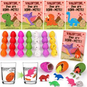 28 Pack Valentines Day Cards for Kids with Dinosaur Egg Hatching Toys, Valentines Gifts for Kids Classroom Exchange Favors School Prizes for Boys Girls