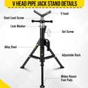 2PCS Pipe Jack Stand, Heavy Duty Pipe Stand, 2500LB Jack Stands Carbon Steel with Portable Folding Legs 28-52 Inch Height Adjustable 1/8"-12" Capacity