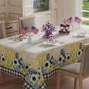 XCHI Plaid Soccer Flowers Trophy Balloons World Cup Tablecloth Rectangle Table Cloth Table Covers for Indoor Dining Game Day Soccer Party Home Decorations 60x84 Inch
