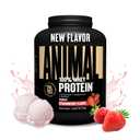Animal 100% Whey Protein Powder Whey Blend for Pre or Post Workout, Recovery, Anytime Low Sugar Protein Boost Meal Replacement with BCAA Branched Chain Amino Acids New Flavor, Strawberry, 4 lb, EXP date: 02/2028