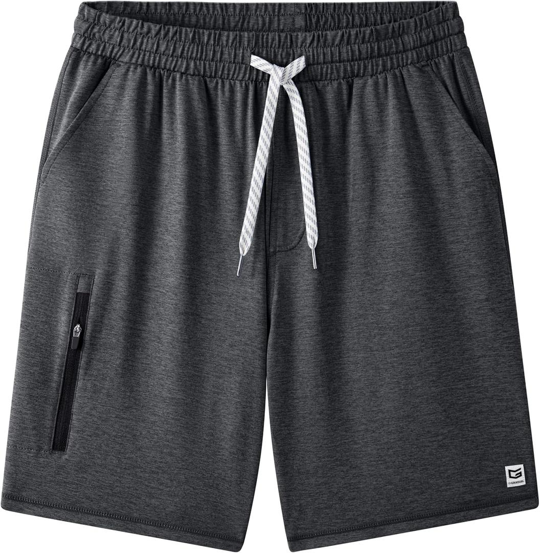 G Gradual Men's 7" Athletic Sweat Shorts with Zipper Pockets Soft Elastic Waist Lounge Workout Gym Shorts for Men