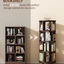Saifu 4 Tier Wood Rotating Bookshelf on Wheels,Round Revolving Bookcase,360 Spinning Book Shelf Tower,Rolling Bookshelves for Small Space, Corner, Bedroom, Kids Room,Office, Walnut