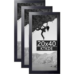 KTKDE 20x40 Poster Frame Black 3 Pack, Wooden Picture Frames with HD Plexiglass for Horizontal or Vertical Wall Mounting, Gallery Picture Frames and Art Prints Large Photo Frame