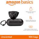 Amazon Basics Dog Poop Leak Proof Bags with Dispenser and Leash Clip, Unscented, 13" x 9", 900 Count (60 Rolls)