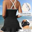 Aqua Eve Women's Two Piece Tankini Swimsuit with Skirt -Tummy Control Ruched Bathing Suits Twist Front Swimdress 2026 (Black, XXL)