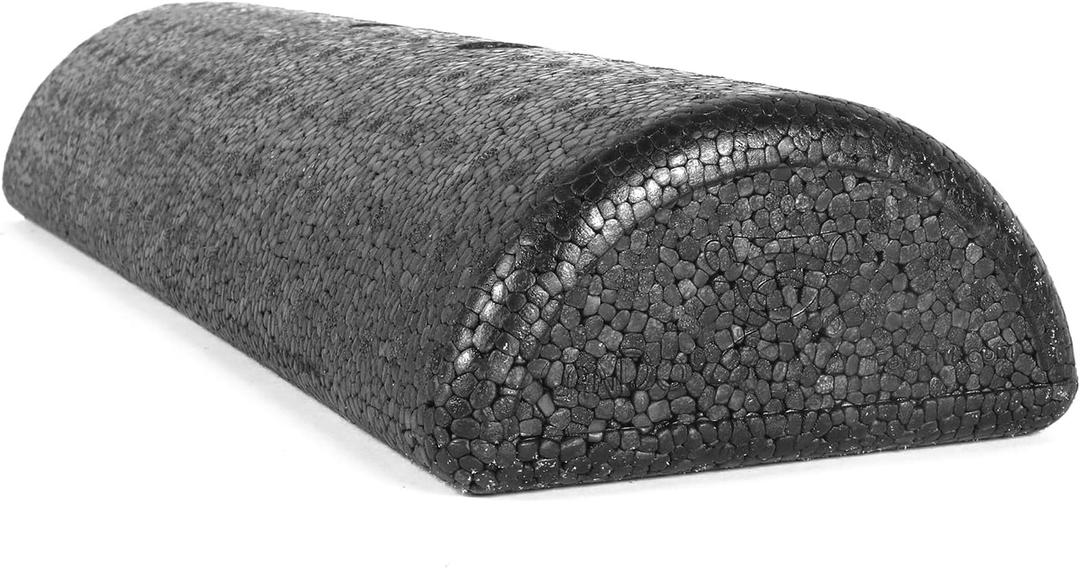 CanDo Black Composite High-Density Foam Rollers for Muscle Restoration Massage Therapy Sport Recovery and Physical Therapy 6" x 18" Half-Round