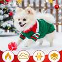 Dog Christmas Sweater, Soft Warm Pet Clothes Coat for Small Medium Large Dogs and Cats Boy Girl, Fall Cozy Holiday Turtleneck Knitting Collar Pullover Pup Outfit Costume for Thanksgiving New Year (Red Green)