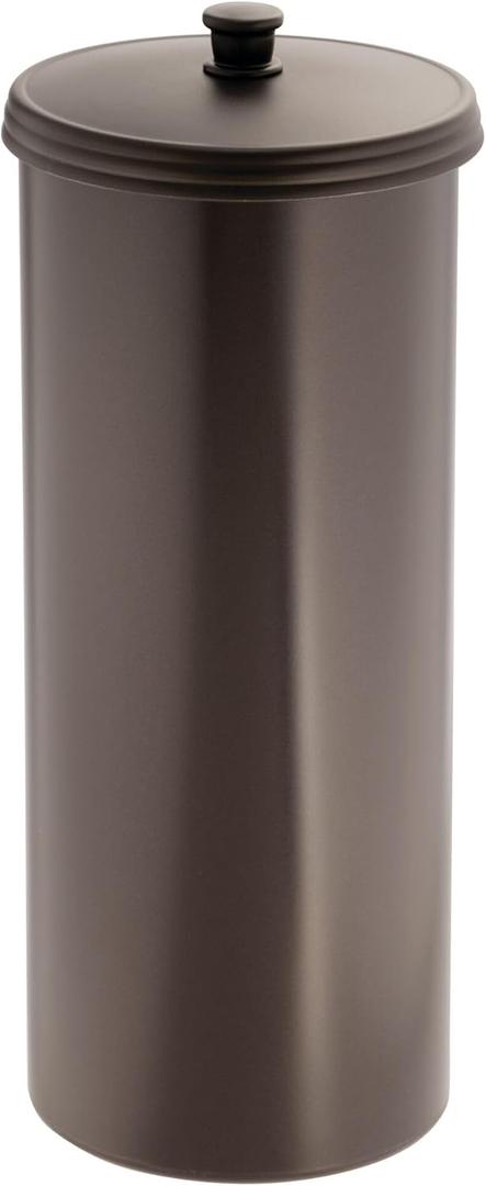 iDesign Freestanding Bathroom Toilet Paper Storage Holder with Lid for 3 Extra Rolls, Bronze (Pack of 1)