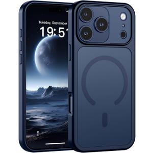 SUPFINE Magnetic for iPhone 17 Pro Max Case (Compatible with MagSafe)(Military Grade Drop Protection)(Camera Protection) Translucent Matte Shockproof Phone Cover,Dark Blue