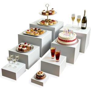 6PCS Buffet Risers,acrylic display risers,Dessert table display set.Display Racks for Gatherings,Catering,Jewelry,and Collectibles (3in to 10in white)
