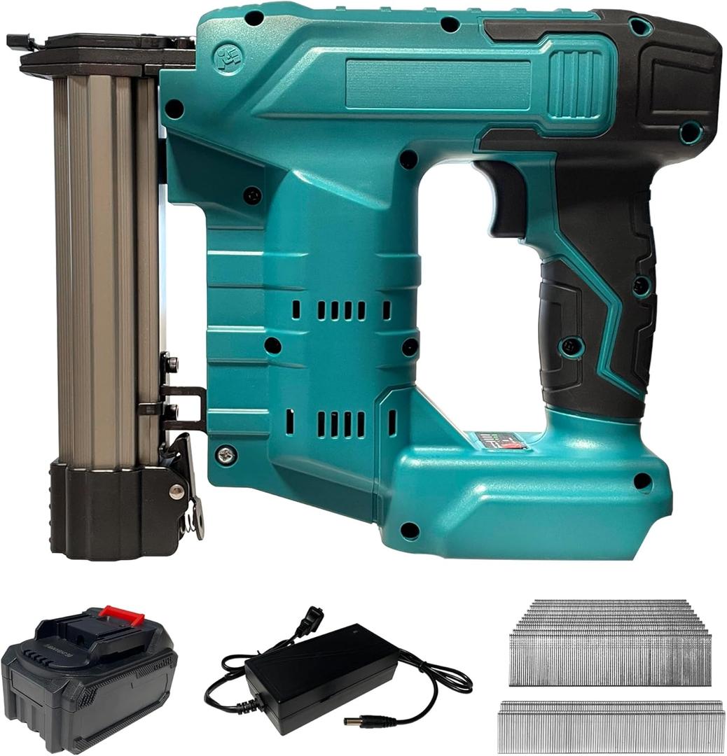 Electric Nail Gun Battery Powered, 2 in 1 Cordless Brad Nailer 18 Gauge, 18GA Staple Gun Stapler Battery Operated with 2.0Ah Battery, Charger, 1000pcs Nails and 200pcs Staples for DIY, Wood, etc