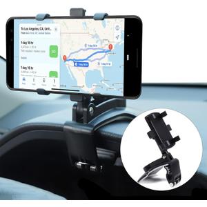 Universal Car Phone Clip for Dashboard, Multifunctional Car Dashboard Mobile Phone Holder, 360 Rotation Auto Rear View Mirror Phone Holder, Compatible with 4"-7" Smartphones
