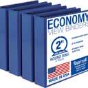 Samsill 2 Inch 3 Ring Binders, Economy Round Ring, Clear View Cover, 425 Sheet Capacity - for School, Home, Office - Blue, 4 Pack