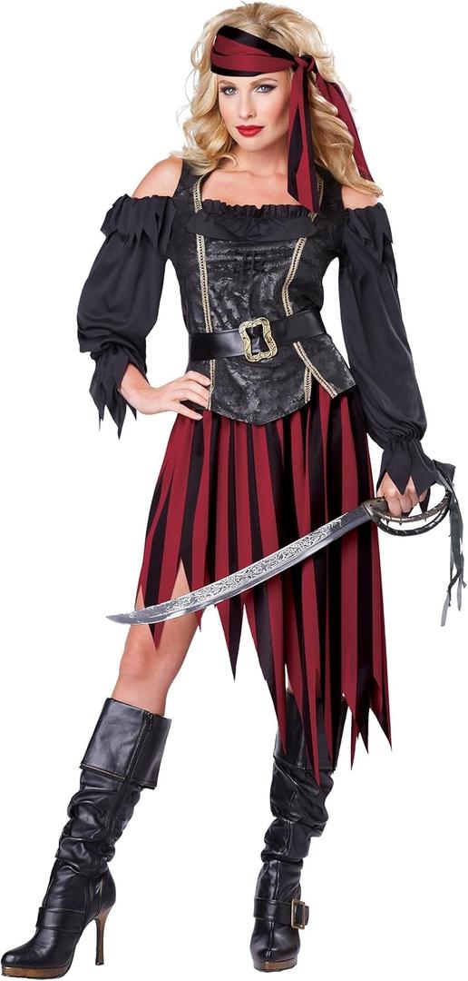 California Costumes Queen of the High Seas Women's Costume, Medium, Black/Red