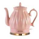 Ceramic Electric Kettle, 1.5L/1200W Boil Water Quickly and Easily with Boil-Dry Protection Auto Shut Off, Detachable Swivel Base, Diamond Cut Glazed (Pink)
