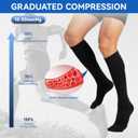 Compression Toe Socks Knee High Moisture Wicking Hiking Socks Graduated Support for Running,Nurses,Flight (Gray, L)