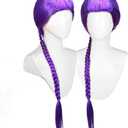 Purple Braided Wig，Long Braided Ponytail Wig - Anime Cosplay Wigs for Halloween Costume Party
