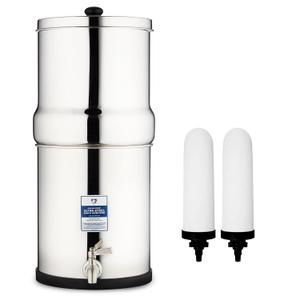 Survivor Filter Ultra Gravity Water Filter System - Stainless Steel Countertop Gravity Fed Water Filter, 2.25 Gallon, for Home and Outdoors - Removes Bacteria, Viruses, and Parasites
