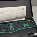 ProtoArc Backlit Bluetooth Ergonomic Keyboard, EK01 Plus Full Size Wireless Split Keyboard with Dual Bluetooth and USB, Cushioned Wrist Rest, Rechargeable, Compatible with Windows/Mac/Android, Green