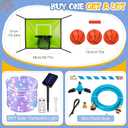 Trampoline Accessories Kit Kids,Basketball Hoop with 3 Mini Basketballs,50FT Solar Lights Fit 8 10 12 14 15 16FT Trampoline Outdoor 8 Mode,Choose from 2 Kits with Sprinkler or Dart Board & Glow Net