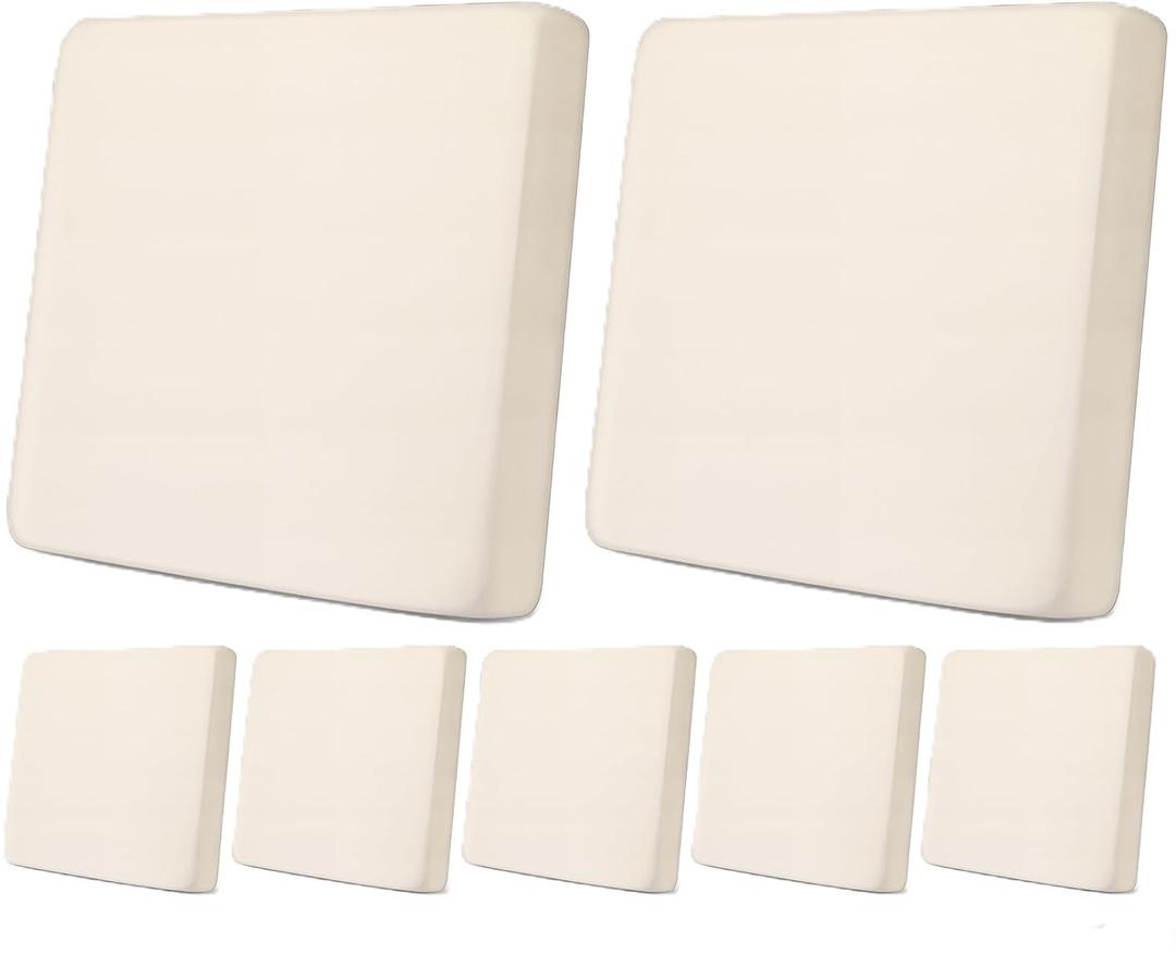 Newwiee 8 Pcs Stretch Cushion Covers Replacement Waterproof Sofa Couch Cushion Covers Washable Individual Couch Slipcovers Set Furniture Protector for Pets(20-27 Inch,Beige)