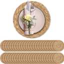 Aneco 48 Pack 12-Inch Round Woven Placemats Natural Hand-Woven Boho Rattan Wicker Bulrush Placemat Farmhouse Rustic Braided Table Mats for Dining & Kitchen Decor