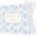 8.5 x 7 Inch Wedding Guest Book Letters to the Bride Scrapbook Wedding Memory Book Bridal DIY Blank Paper Scrapbook Photo Album Guest Sign (Blue,Classic)