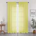 OWENIE Lemon Sheer Curtains 84 Inches Long for 2 Panels Set, Solid Light Filtering Voile Sheer Curtains for Living Room Bedroom, Modern Rod Pocket Lemon Curtain, 2 Pcs Total 84 Width 84 Long